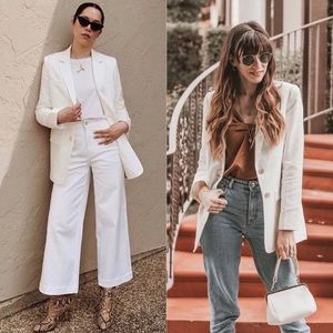 𝅺Everlane | Oversized Cotton Linen Blazer Bone Size 2